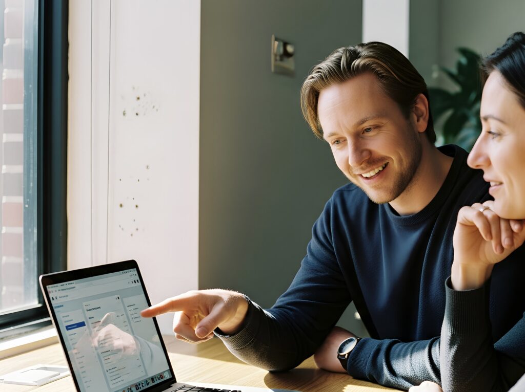 Een man die het CRM systeem bekijkt