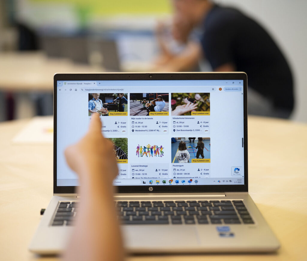 Voorbeeld van hoe de SBG app eruit ziet op de computer