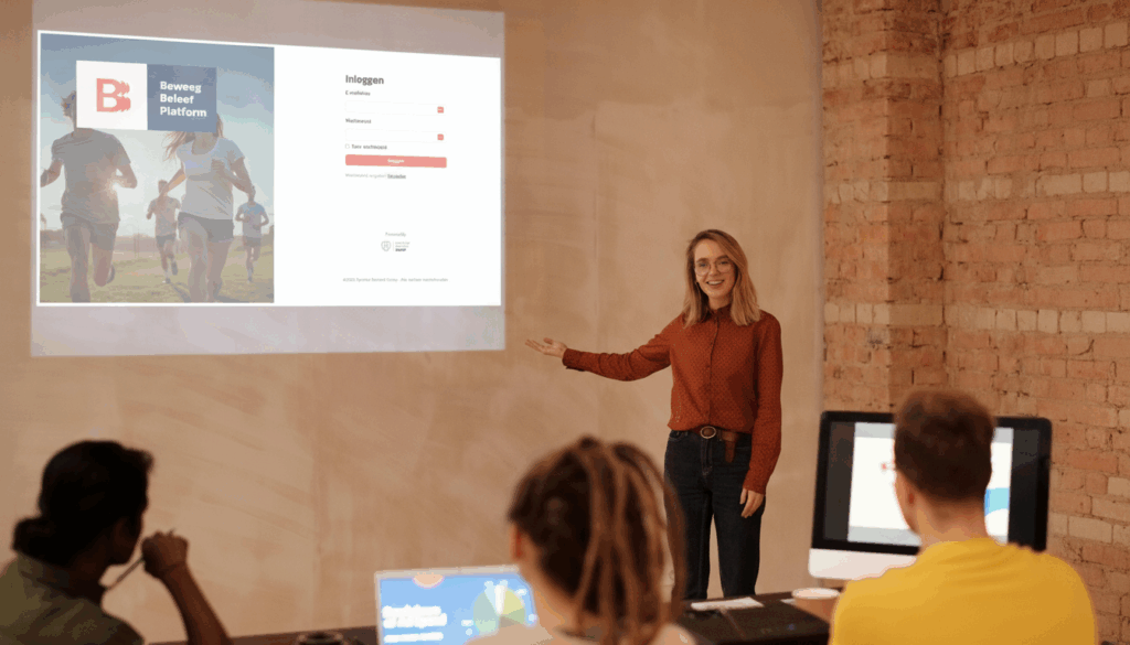 Dame die een whitelabel versie presenteert