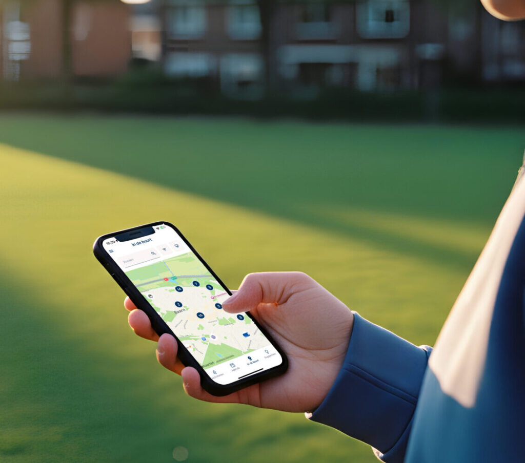 Jongen die op de SBG app kijkt